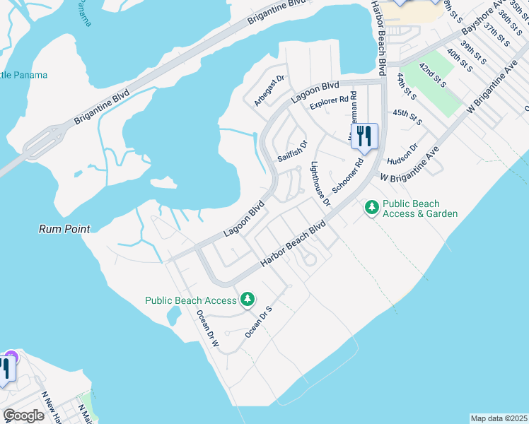 map of restaurants, bars, coffee shops, grocery stores, and more near 8 Alberta Drive in Brigantine