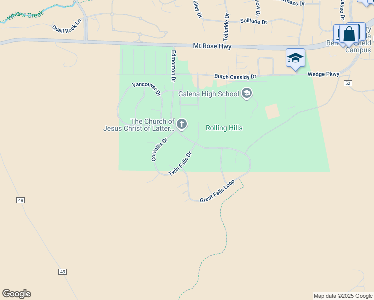 map of restaurants, bars, coffee shops, grocery stores, and more near 4140 Twin Falls Drive in Reno