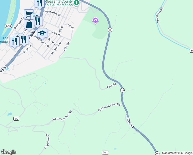 map of restaurants, bars, coffee shops, grocery stores, and more near 1126-1138 Pike Road in Saint Marys