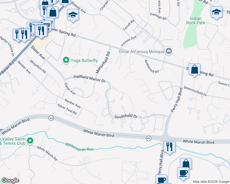 map of restaurants, bars, coffee shops, grocery stores, and more near 8292 Berryfield Drive in Nottingham