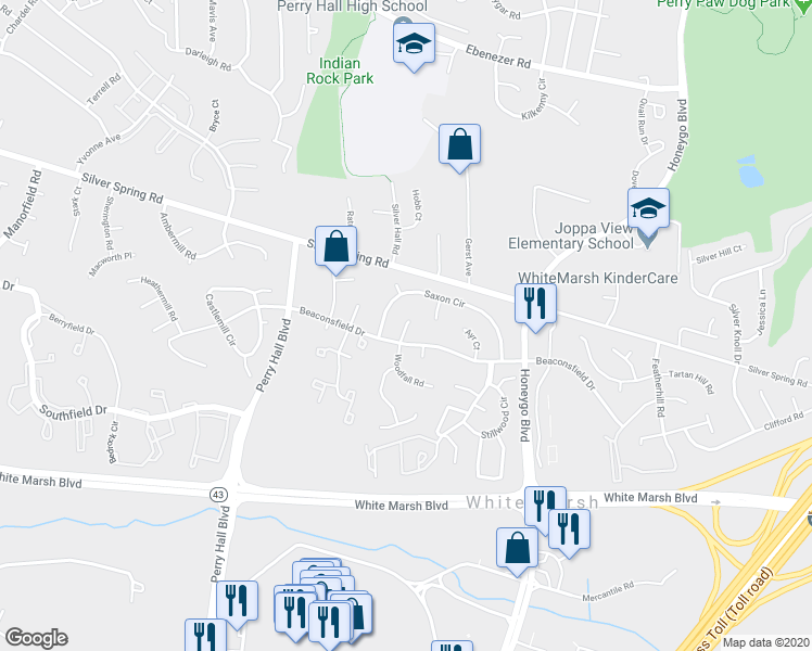 map of restaurants, bars, coffee shops, grocery stores, and more near Roxburgh Court in Nottingham