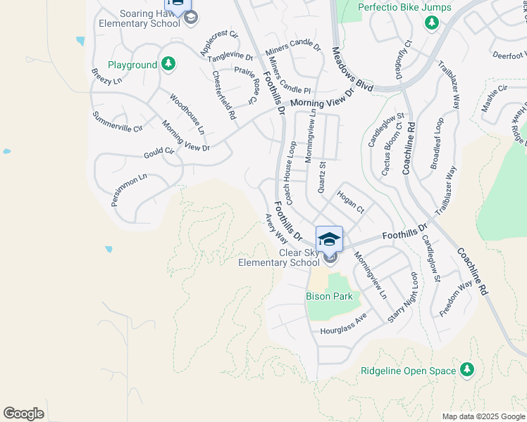map of restaurants, bars, coffee shops, grocery stores, and more near 1903 Avery Way in Castle Rock
