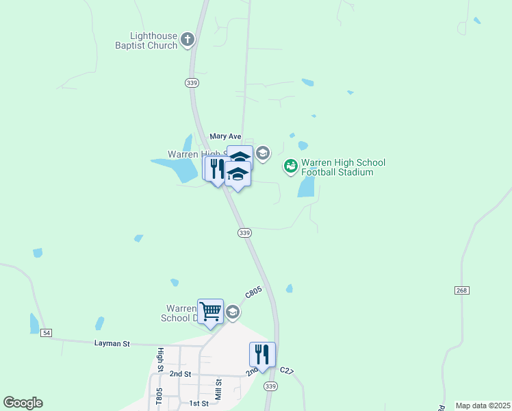 map of restaurants, bars, coffee shops, grocery stores, and more near 60 C804 in Vincent