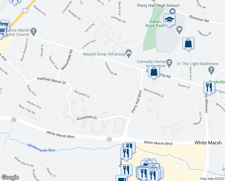 map of restaurants, bars, coffee shops, grocery stores, and more near 8619 Heathermill Road in Nottingham