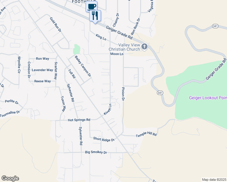 map of restaurants, bars, coffee shops, grocery stores, and more near 15260 Kivett Lane in Reno