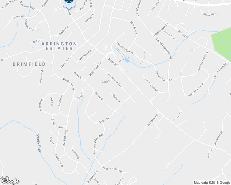 map of restaurants, bars, coffee shops, grocery stores, and more near 1992 Alfalfa Court in Marriottsville