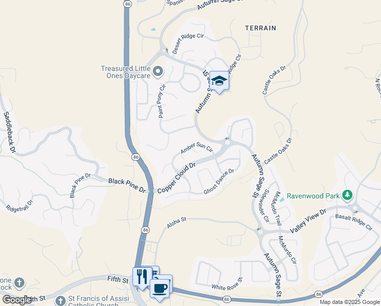 map of restaurants, bars, coffee shops, grocery stores, and more near 1924 Amber Sun Court in Castle Rock