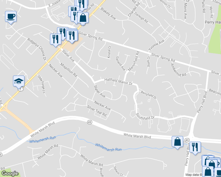 map of restaurants, bars, coffee shops, grocery stores, and more near 8 Hedgeford Court in Nottingham