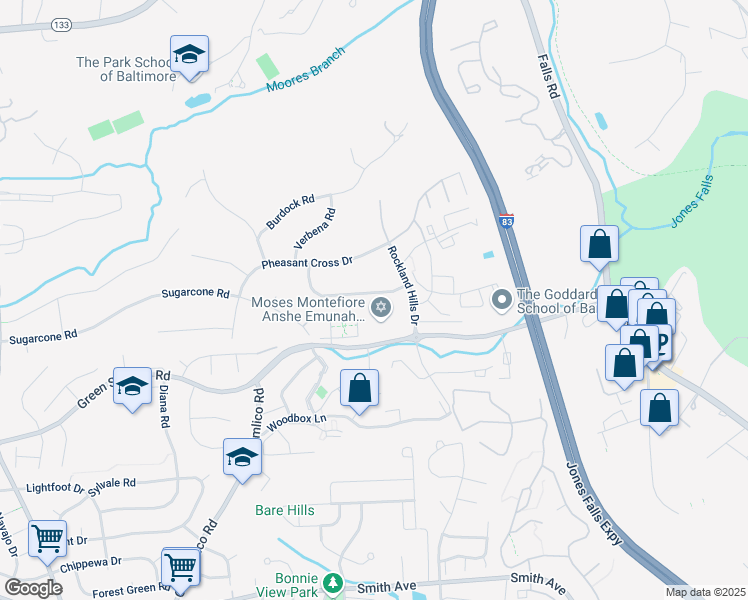 map of restaurants, bars, coffee shops, grocery stores, and more near 2009 Jolly Road in Baltimore
