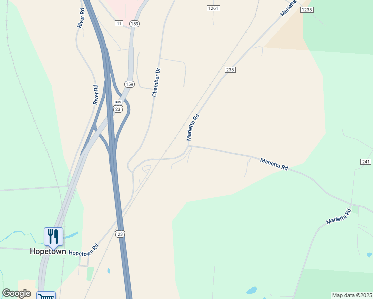 map of restaurants, bars, coffee shops, grocery stores, and more near 23 Hopetown Road in Chillicothe