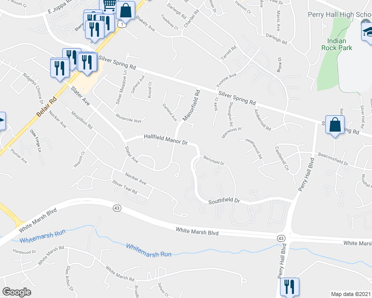 map of restaurants, bars, coffee shops, grocery stores, and more near 4413 Hallfield Manor Drive in Nottingham