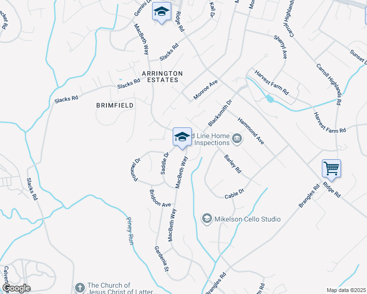 map of restaurants, bars, coffee shops, grocery stores, and more near 7032 Macbeth Way in Sykesville