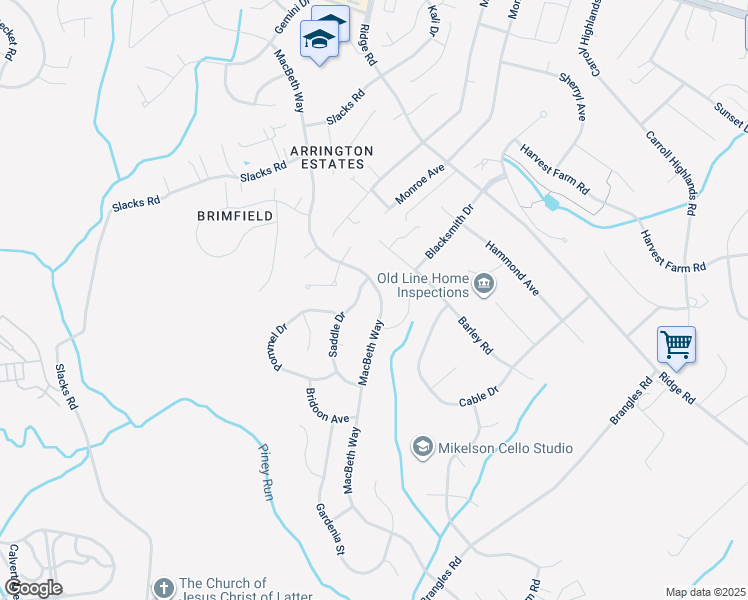 map of restaurants, bars, coffee shops, grocery stores, and more near 7032 Macbeth Way in Sykesville