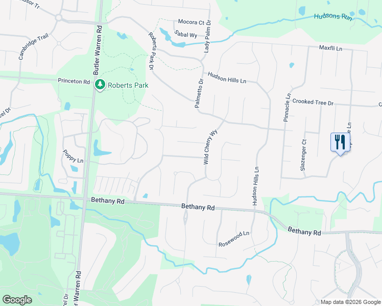 map of restaurants, bars, coffee shops, grocery stores, and more near 6608 Wilder Woods Way in Mason