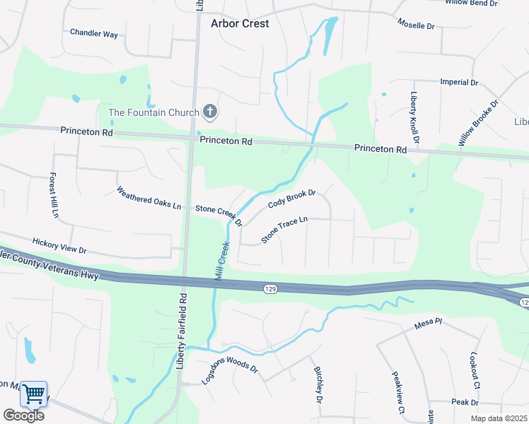 map of restaurants, bars, coffee shops, grocery stores, and more near 4374 Stone Trace Lane in Butler County