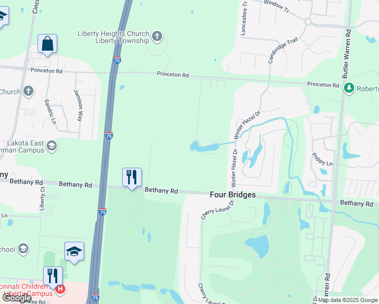 map of restaurants, bars, coffee shops, grocery stores, and more near 8003 Green Lake Drive in Butler County