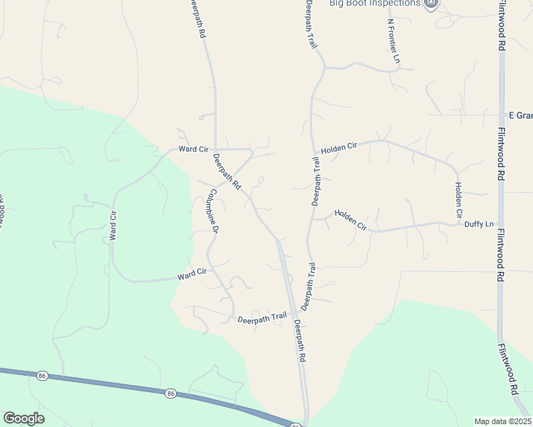 map of restaurants, bars, coffee shops, grocery stores, and more near 1630 Deerpath Road in Franktown