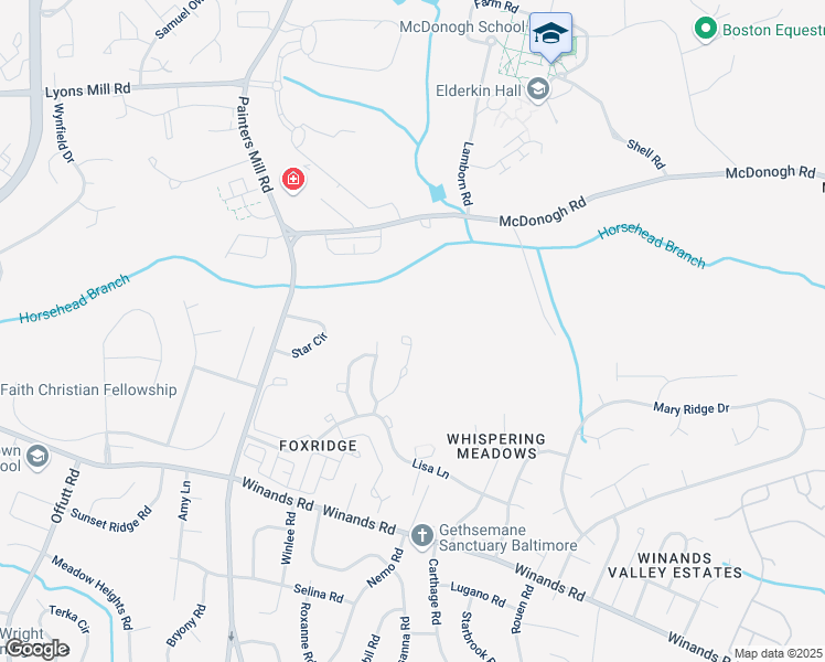 map of restaurants, bars, coffee shops, grocery stores, and more near 4367 Breeders Cup Circle in Randallstown