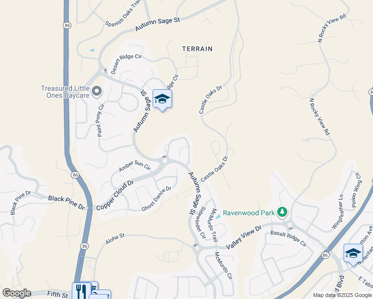 map of restaurants, bars, coffee shops, grocery stores, and more near 4050 Trail Stone Circle in Castle Rock