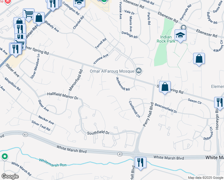 map of restaurants, bars, coffee shops, grocery stores, and more near 4425 Macworth Place in Nottingham