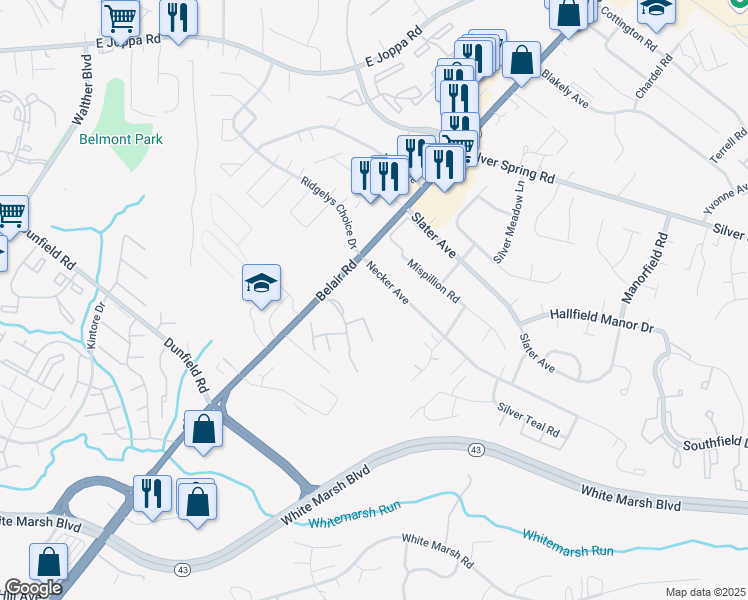 map of restaurants, bars, coffee shops, grocery stores, and more near 4215 Necker Avenue in Nottingham