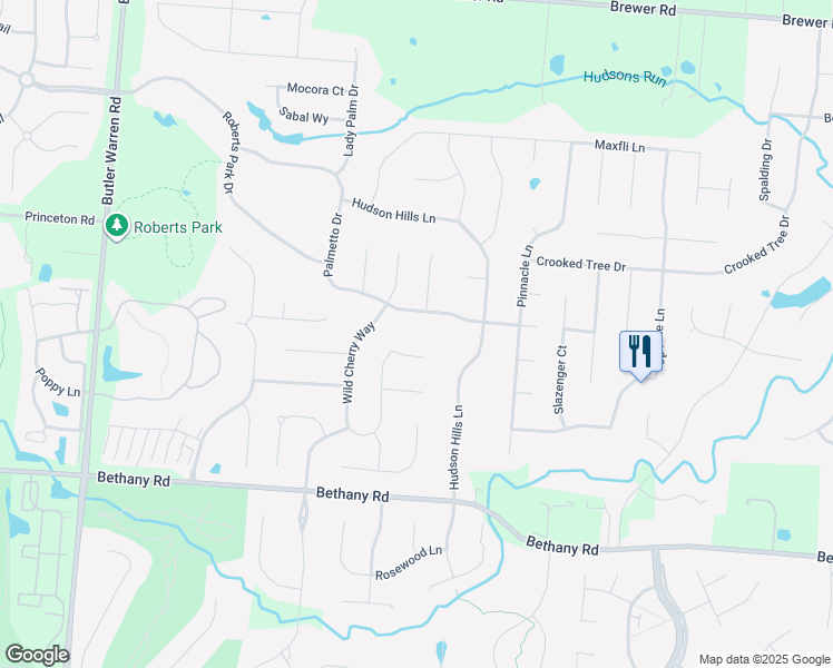 map of restaurants, bars, coffee shops, grocery stores, and more near 3549 Wild Cherry Way in Mason