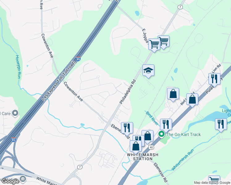 map of restaurants, bars, coffee shops, grocery stores, and more near 10848 Nemrod Road in Perry Hall