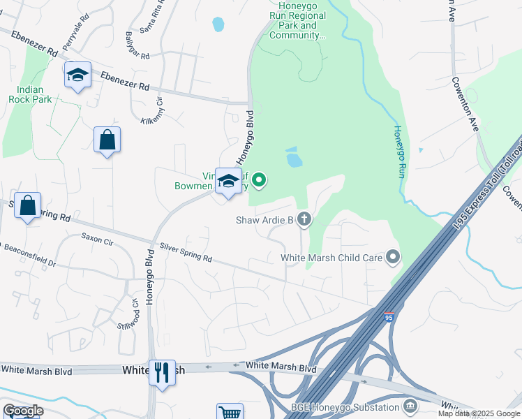 map of restaurants, bars, coffee shops, grocery stores, and more near 2 Silver Hill Ct in Perry Hall