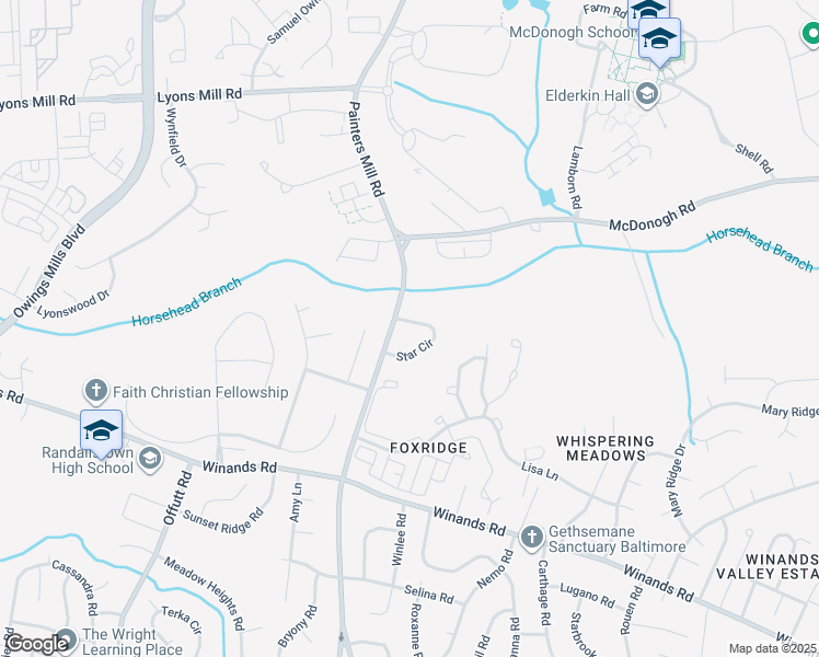 map of restaurants, bars, coffee shops, grocery stores, and more near 4312 Star Circle in Randallstown