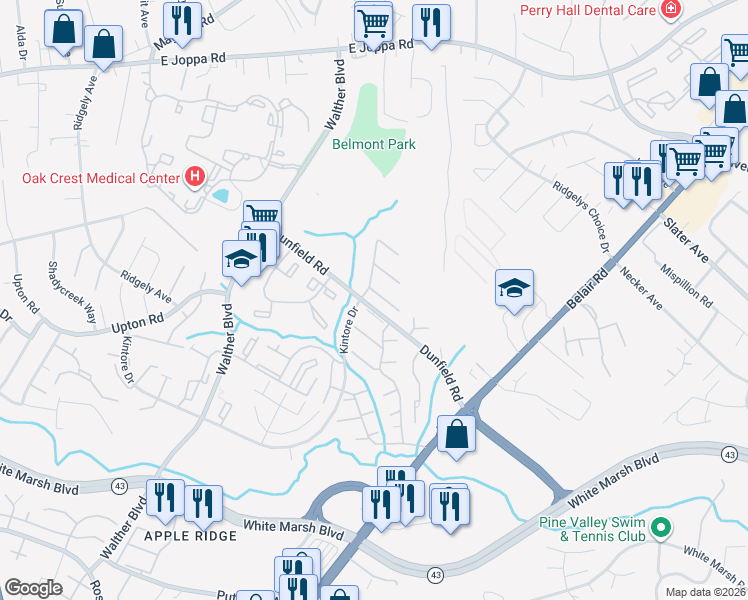 map of restaurants, bars, coffee shops, grocery stores, and more near 11 Slavin Court in Baltimore