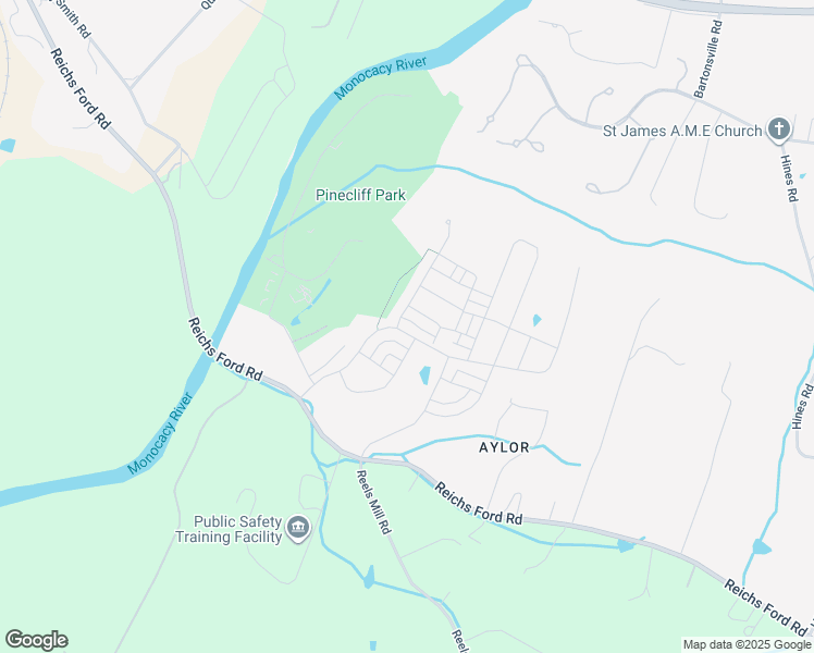 map of restaurants, bars, coffee shops, grocery stores, and more near 8412 Pine Bluff Road in Frederick