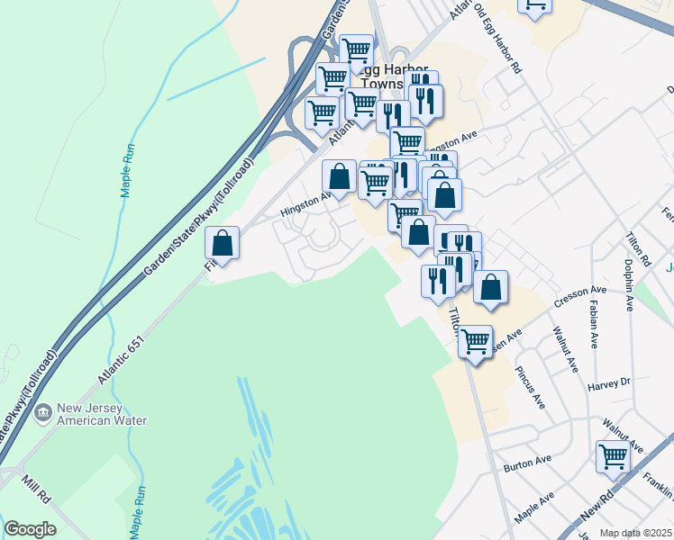 map of restaurants, bars, coffee shops, grocery stores, and more near 240 Heather Croft in Egg Harbor Township