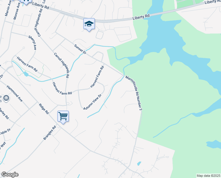 map of restaurants, bars, coffee shops, grocery stores, and more near Snowden Creek Road in MARRIOTTSVL