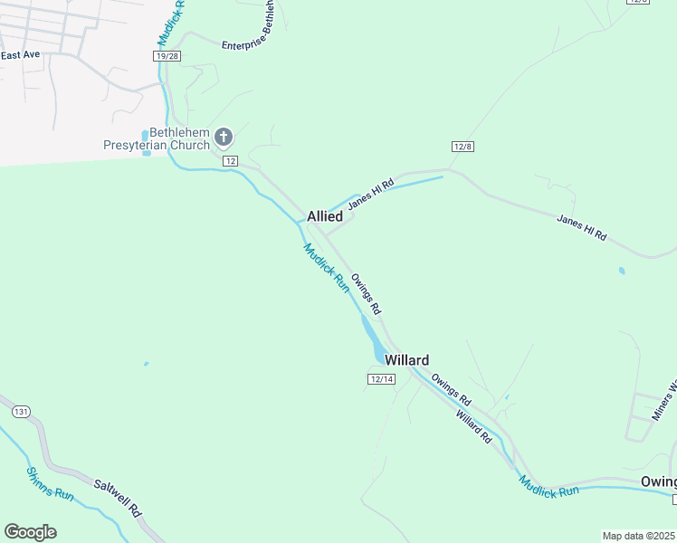 map of restaurants, bars, coffee shops, grocery stores, and more near 12 Rear Route in Shinnston