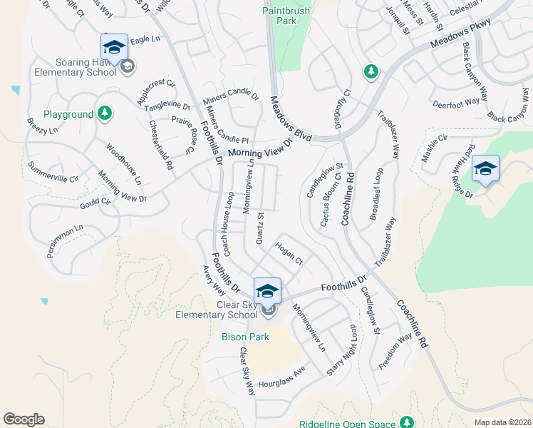 map of restaurants, bars, coffee shops, grocery stores, and more near 3912 Alcazar Drive in Castle Rock