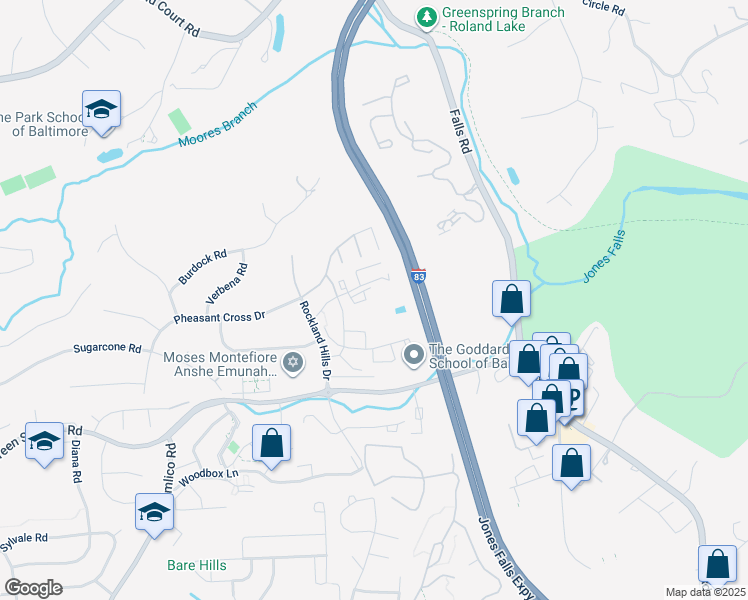 map of restaurants, bars, coffee shops, grocery stores, and more near 13 Suntop Court in Baltimore