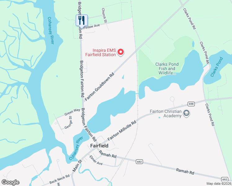 map of restaurants, bars, coffee shops, grocery stores, and more near in Fairfield