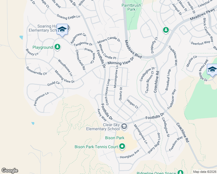 map of restaurants, bars, coffee shops, grocery stores, and more near 2161 Coach House Loop in Castle Rock