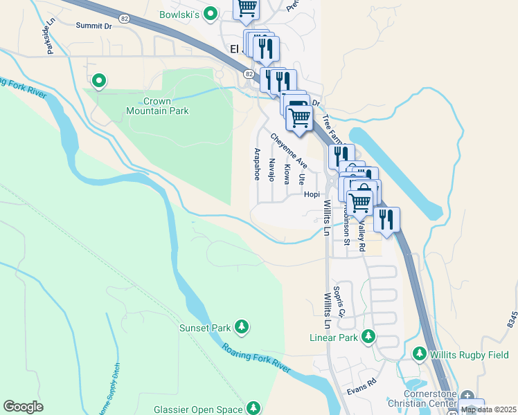 map of restaurants, bars, coffee shops, grocery stores, and more near 75 Glassier Lane in Carbondale