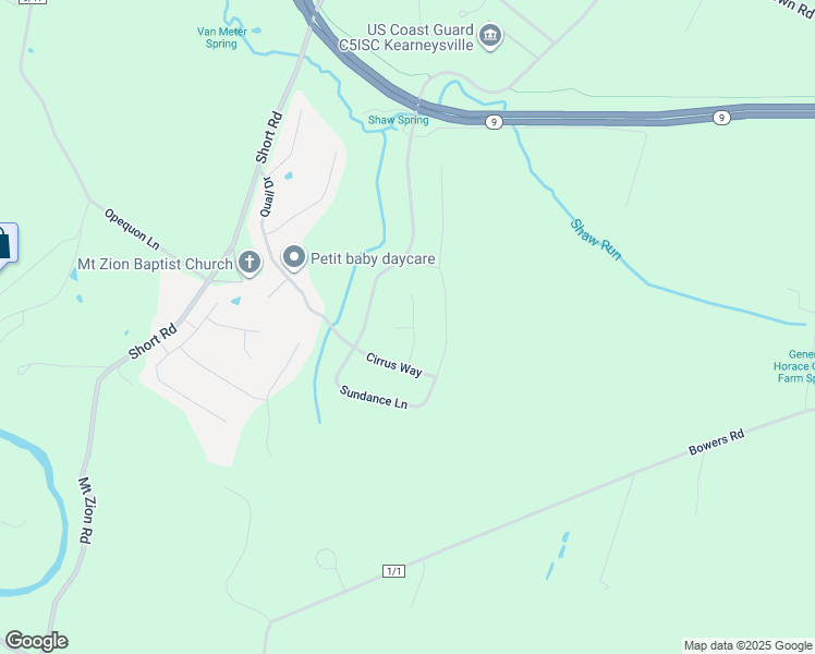 map of restaurants, bars, coffee shops, grocery stores, and more near 37 Nimbus Drive in Kearneysville