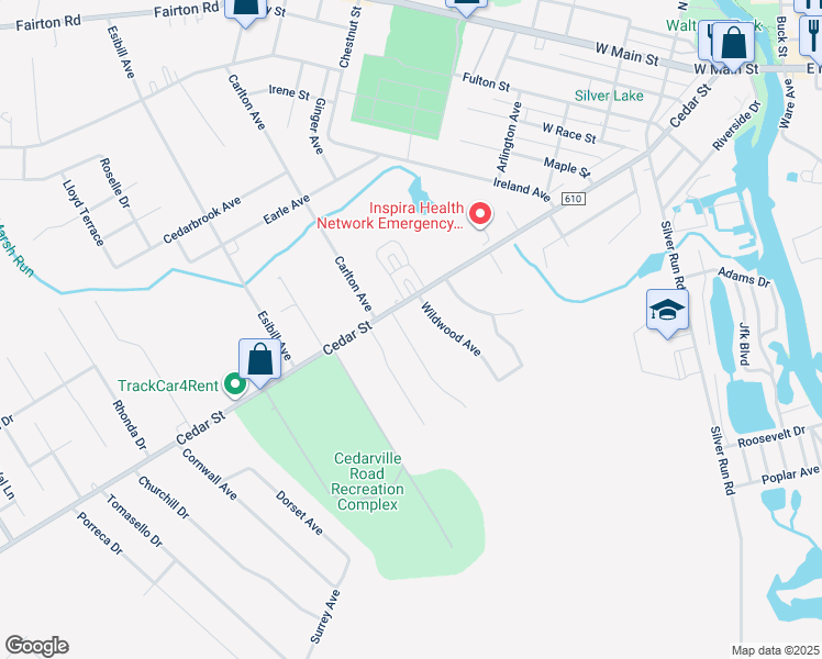 map of restaurants, bars, coffee shops, grocery stores, and more near 6 Fairfield Avenue in Millville