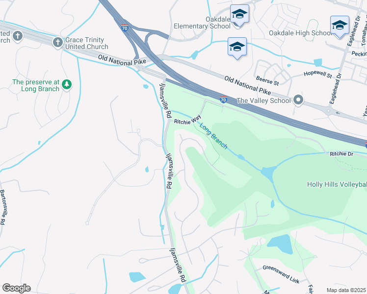 map of restaurants, bars, coffee shops, grocery stores, and more near 5579 Broadmoor Terrace North in Ijamsville