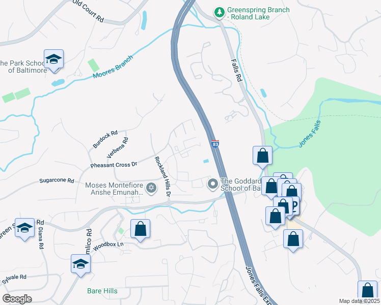 map of restaurants, bars, coffee shops, grocery stores, and more near 13 Suntop Court in Baltimore