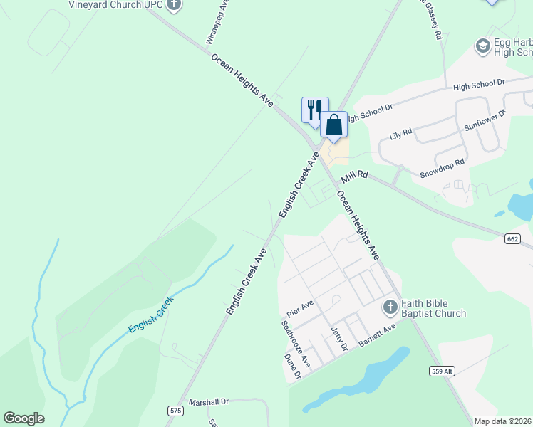 map of restaurants, bars, coffee shops, grocery stores, and more near 7 Plumleaf Road in Egg Harbor Township