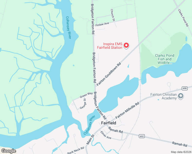 map of restaurants, bars, coffee shops, grocery stores, and more near 69 Bridgeton Fairton Road in Bridgeton