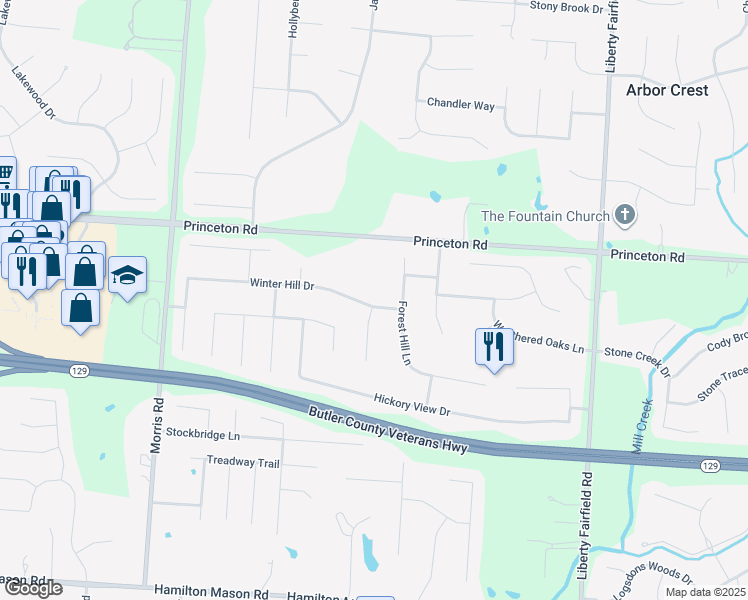 map of restaurants, bars, coffee shops, grocery stores, and more near 3914 Winter Hill Drive in Hamilton