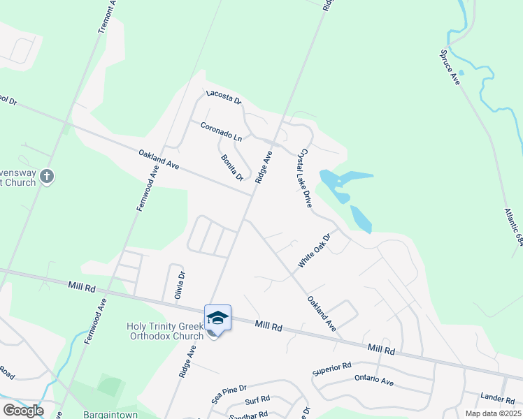 map of restaurants, bars, coffee shops, grocery stores, and more near 402 Oakland Avenue in Egg Harbor Township