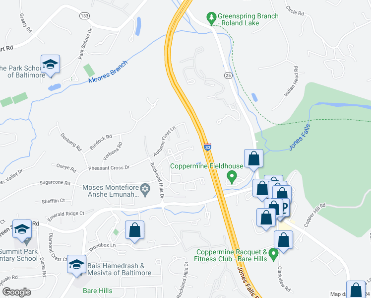map of restaurants, bars, coffee shops, grocery stores, and more near 1876 Snow Meadow Lane in Baltimore