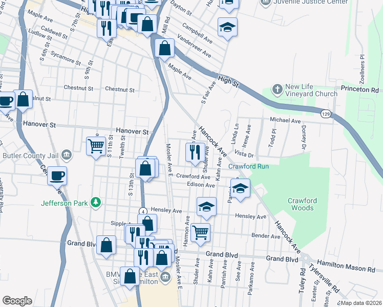 map of restaurants, bars, coffee shops, grocery stores, and more near 930 Corliss Avenue in Hamilton