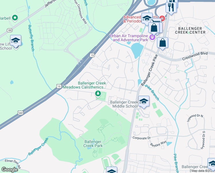 map of restaurants, bars, coffee shops, grocery stores, and more near 6326 New Haven Court in Frederick